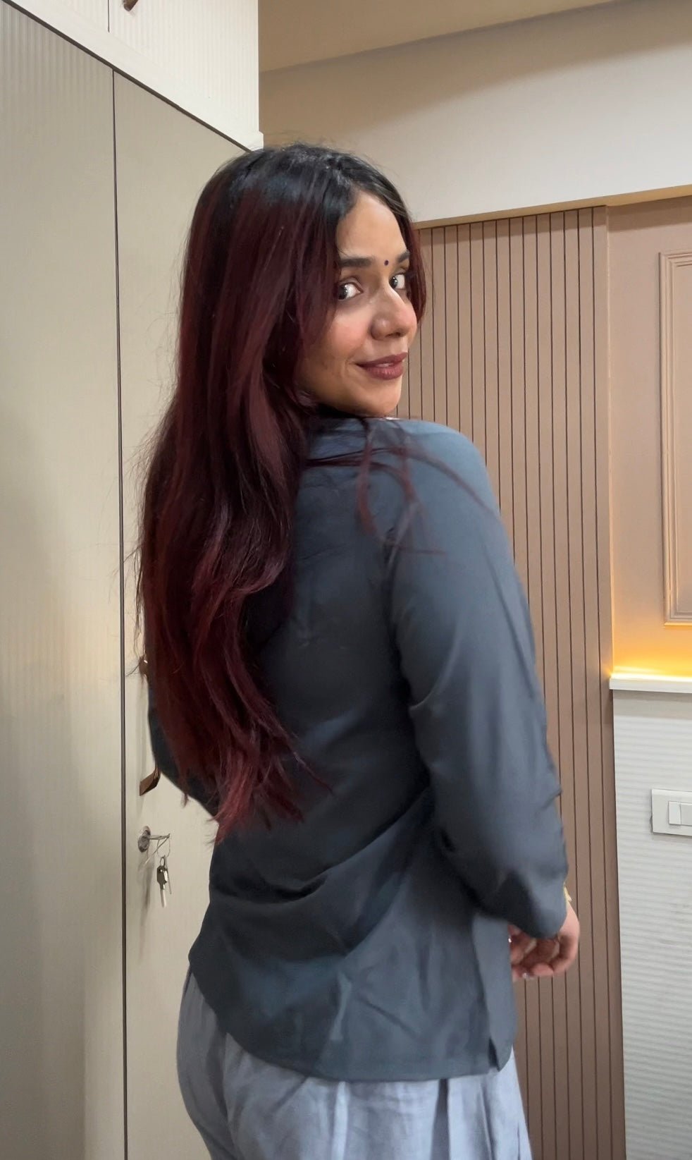 English Grey Embroidered Cotton Poplin Kurti - Toshur