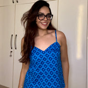 Royal blue Cottan camric kurti With jacket