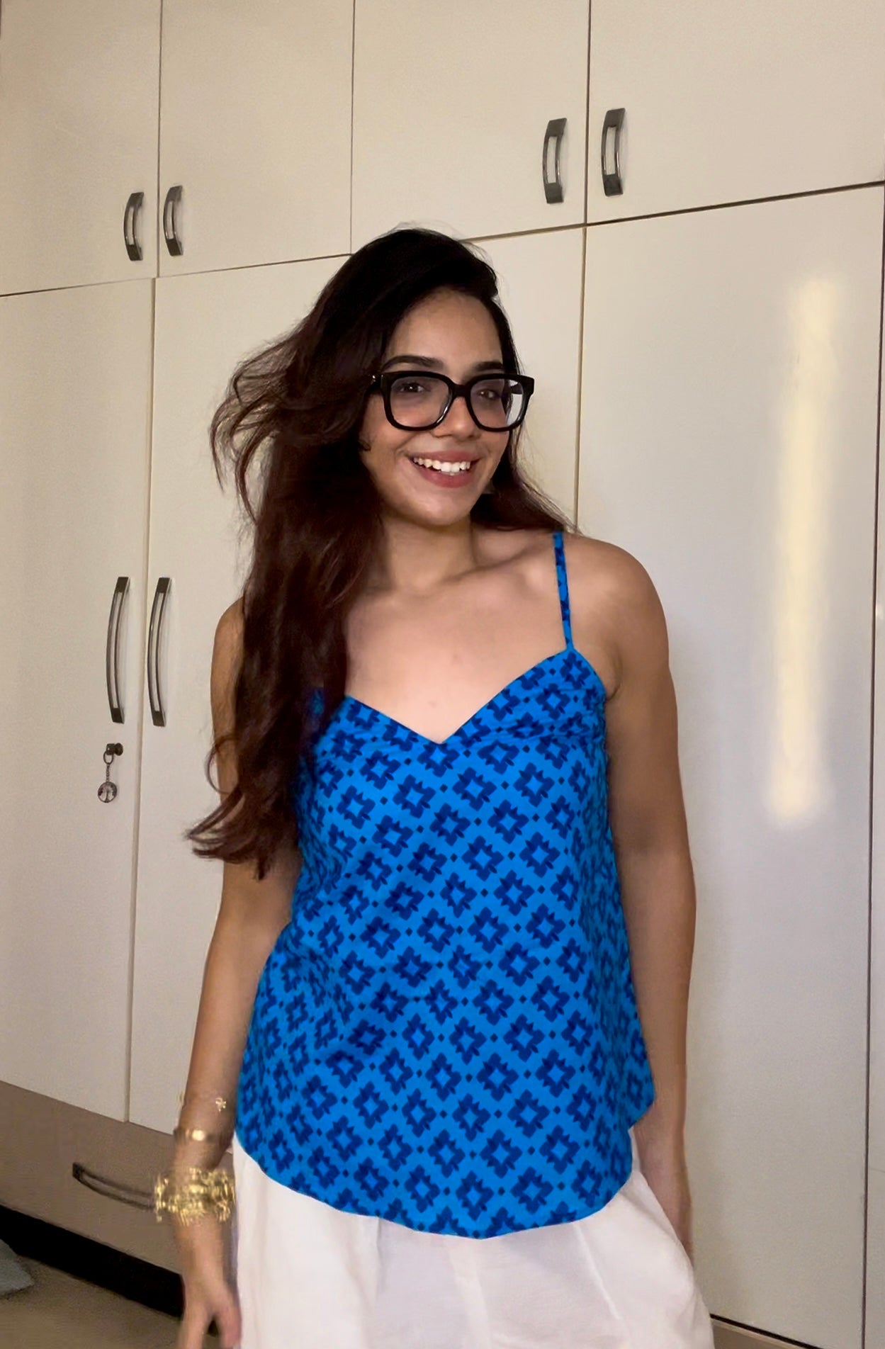 Royal blue Cottan camric kurti With jacket