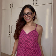 Magenta Pink Cottan camric kurti With jacket