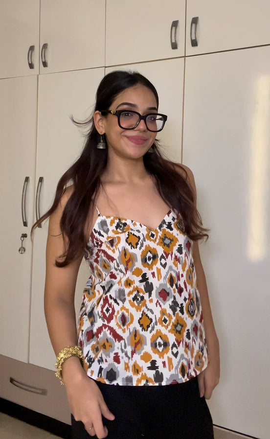 Ikat Print Cottan camric kurti With jacket