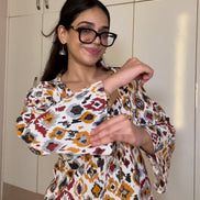 Ikat Print Cottan camric kurti With jacket