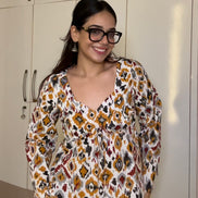 Ikat Print Cottan camric kurti With jacket