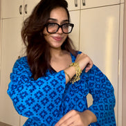 Royal blue Cottan camric kurti With jacket