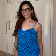 Royal blue Cottan camric kurti With jacket