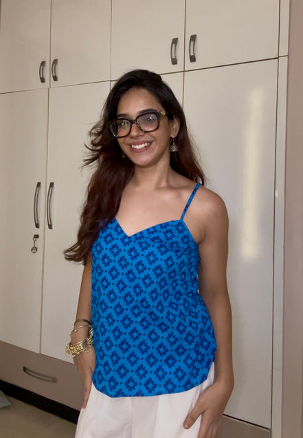 Royal blue Cottan camric kurti With jacket