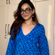 Royal blue Cottan camric kurti With jacket