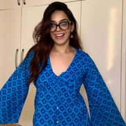 Royal blue Cottan camric kurti With jacket