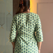 Pastel Green Printed Cotton Kurti