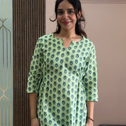 Pastel Green Printed Cotton Kurti