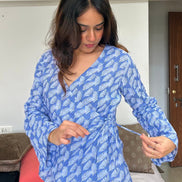 Carbon Blue Printed Cotton Kurti