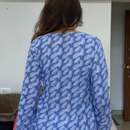 Carbon Blue Printed Cotton Kurti