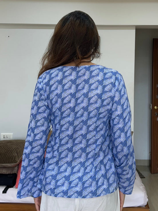 Carbon Blue Printed Cotton Kurti
