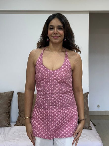Pink Cotton Printed Daily Wear Short Kurti for Women & Girls