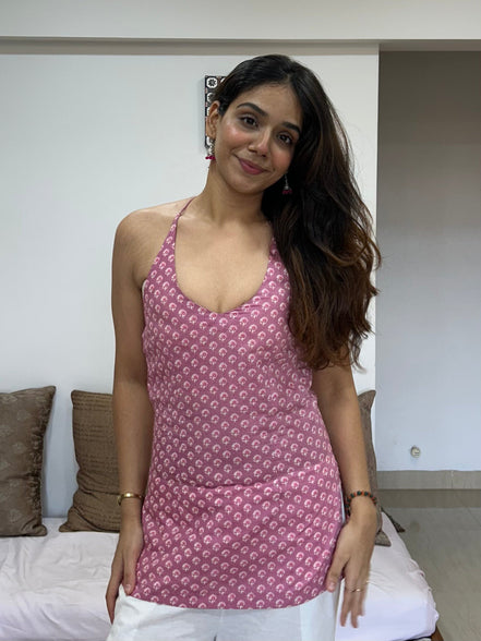 Pink Cotton Printed Daily Wear Short Kurti for Women & Girls