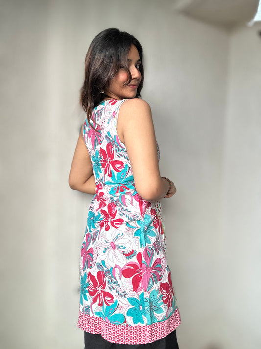 Pure Cotton Printed Sleeveless Tunic