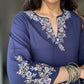 Indigo Blue Embroidered Poplin Kurti