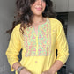 Yellow Embroidered Poplin Kurti