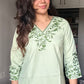 Pastel Mint Green Embroidered Poplin Kurti