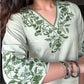 Pastel Mint Green Embroidered Poplin Kurti