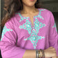 Powder Pink Embroidered Poplin Kurti
