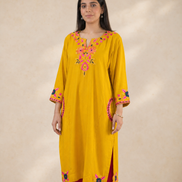 Noor Bright Yellow Kashmiri kaftan kurta