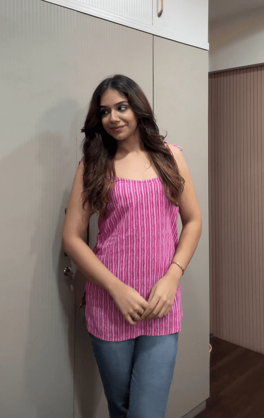 Cotton printed fabric Halter neck Sleeveless - Needle Magic