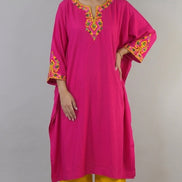 Gul pink Kashmiri kaftan kurta front view by KOSHUR KOOR