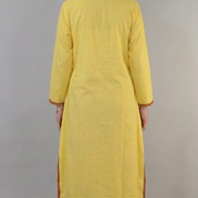 Meher mustard yellow Kashmiri kaftan kurta back view by KOSHUR KOOR