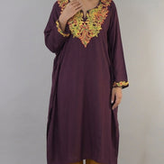 Mira purple Kashmiri kaftan kurta front view by KOSHUR KOOR