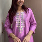 Moveish Pink Embroidered Cotton Poplin Kurti - Toshur