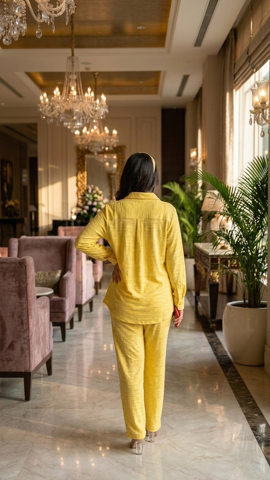 Pastel Yellow Co-ord Set for Women