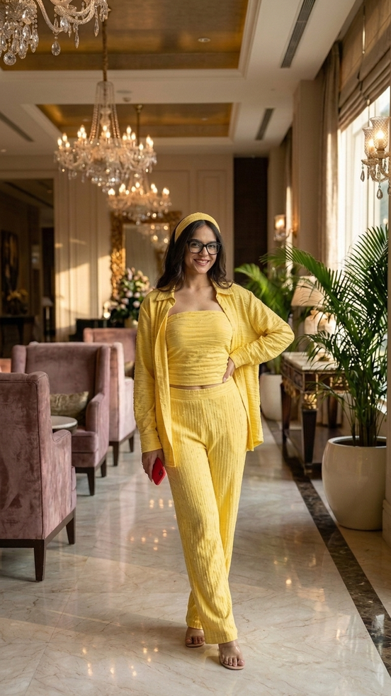 Pastel Yellow Co-ord Set for Women