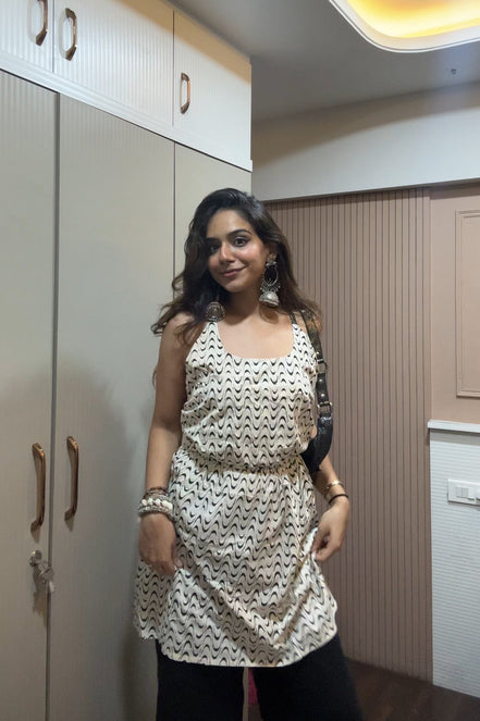 Premium Black and White kurti - Needle Magic
