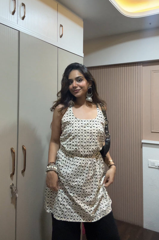 Premium Black and White kurti - Needle Magic