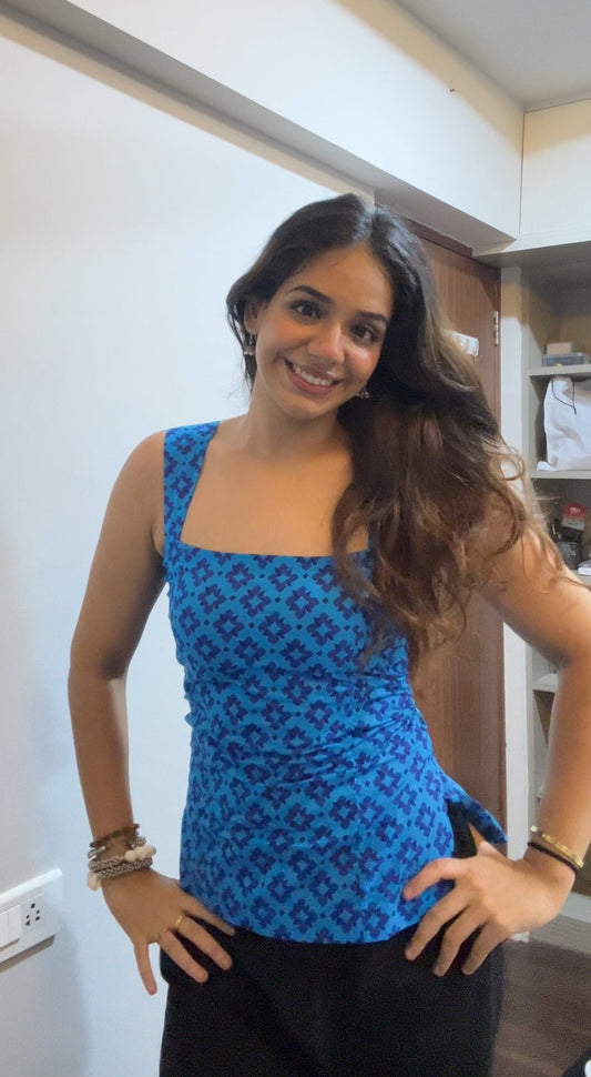 Premium Cotton Kurta Blue Top - Needle Magic