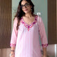 Pure cotton kurti with floral embroidery on neckline & sleeves - Needle Magic