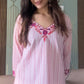 Pure cotton kurti with floral embroidery on neckline & sleeves - Needle Magic
