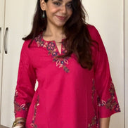Fuchsia Embroidered kurti