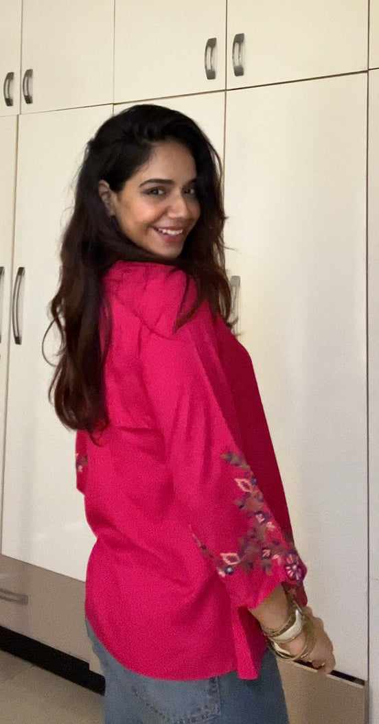 Fuchsia Embroidered kurti