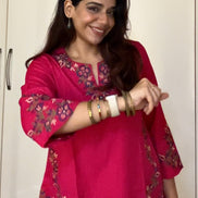 Fuchsia Embroidered kurti