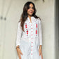 White cotton full sleeves tunic - Needle Magic