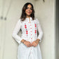 White cotton full sleeves tunic - Needle Magic