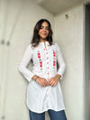 White cotton full sleeves tunic - Needle Magic
