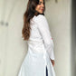 White cotton full sleeves tunic - Needle Magic